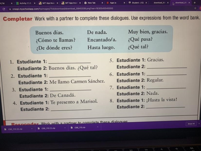 Someone please help me with these Spanish questions!!-example-1