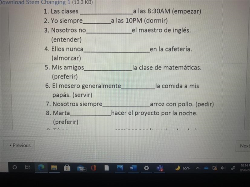 Escribe las raíces de los verbos.-example-1