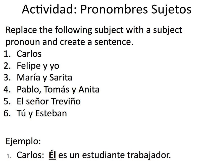 Actividad: Pronombres sujetos Replace the following subject with a subject pronoun-example-1