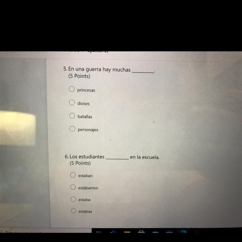 Im so lost on what is the right answer its spanish and i have no brain cells plz help-example-1