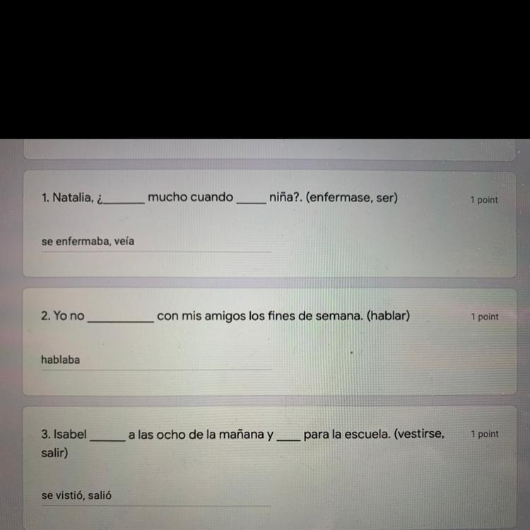 I need help with Spanish conjugation. You have to determine whether to use imperfect-example-1