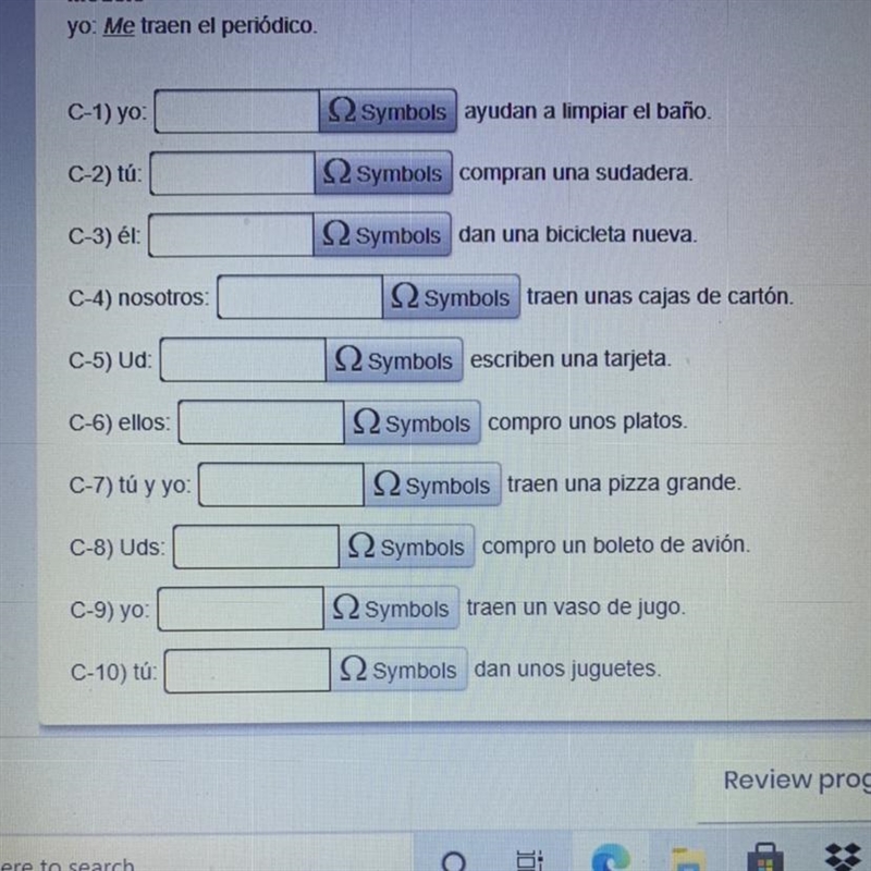 Write the correct indirect object pronoun in each sentence. follow the model-example-1