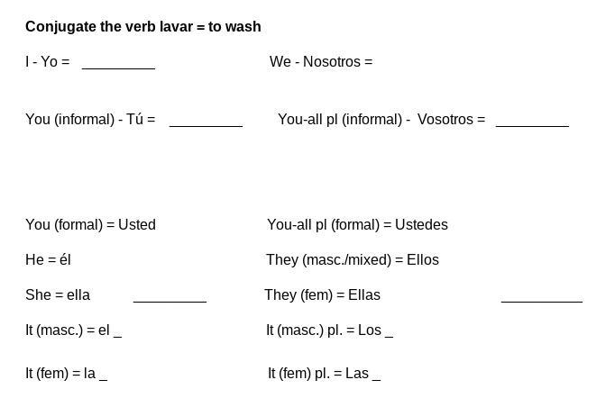 Conjugate the verb lavar (to wash)-example-1