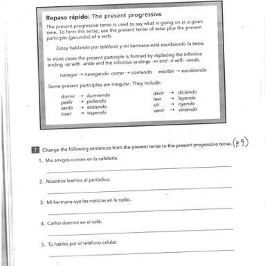 PLEASE HELP PLEASE They are using present tense (-ing)-example-1