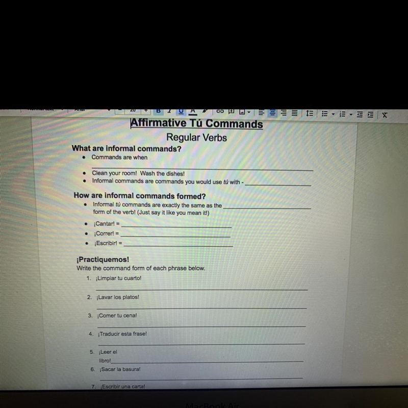 URGENT WORTH 15 POINTS: Affirmative Tú Commands Regular Verbs What are informal commands-example-1