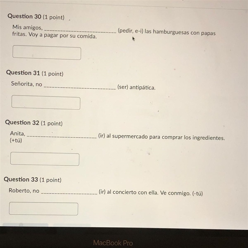 SPANISH 2 GRAMMAR unit 5.1 help me please, no incorrect answer plz j take my points-example-1