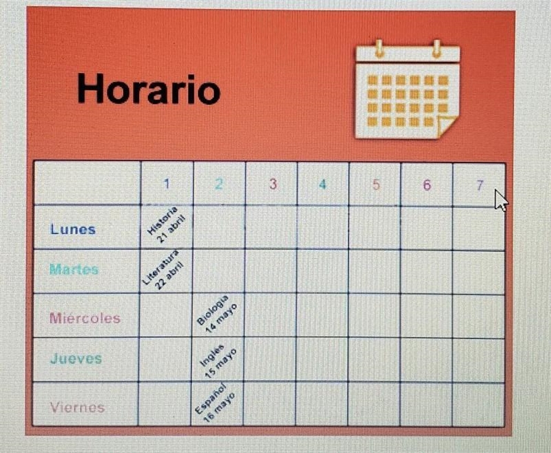 SPANISH 1A: Unit 4 Writing Practice 3 Use the calendar on Slide 26 of the At School-example-1