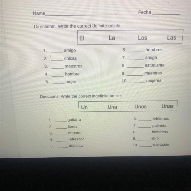 What is the correct definite and indefinite article?-example-1