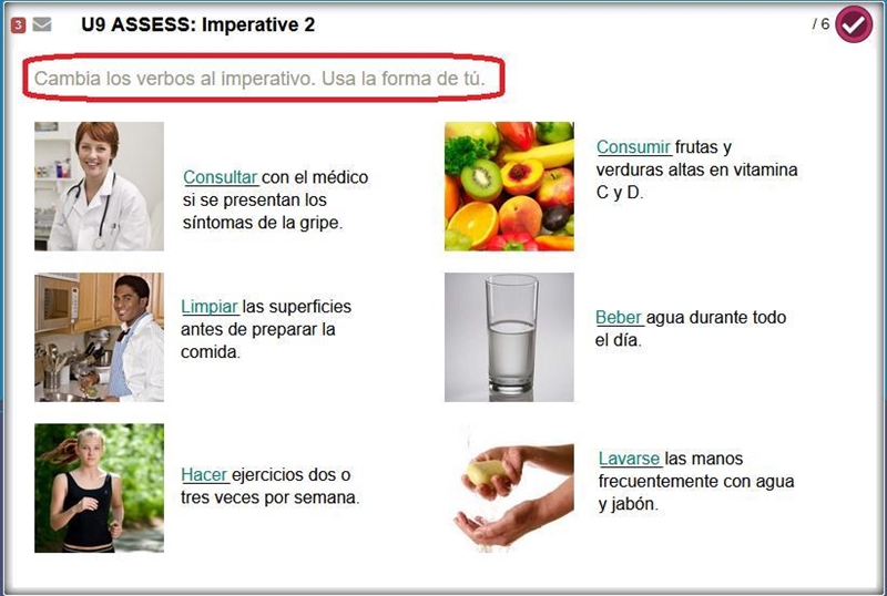 Spanish help please! 10 Points! Fill in the blanks with the correct imperative verbs-example-1