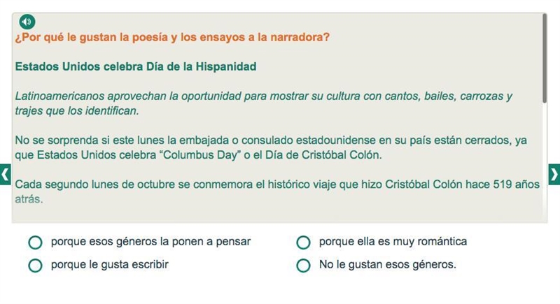 PLEASE HELP WITH SPANISH!! PT 7 Question that goes along with the reading, answer-example-1