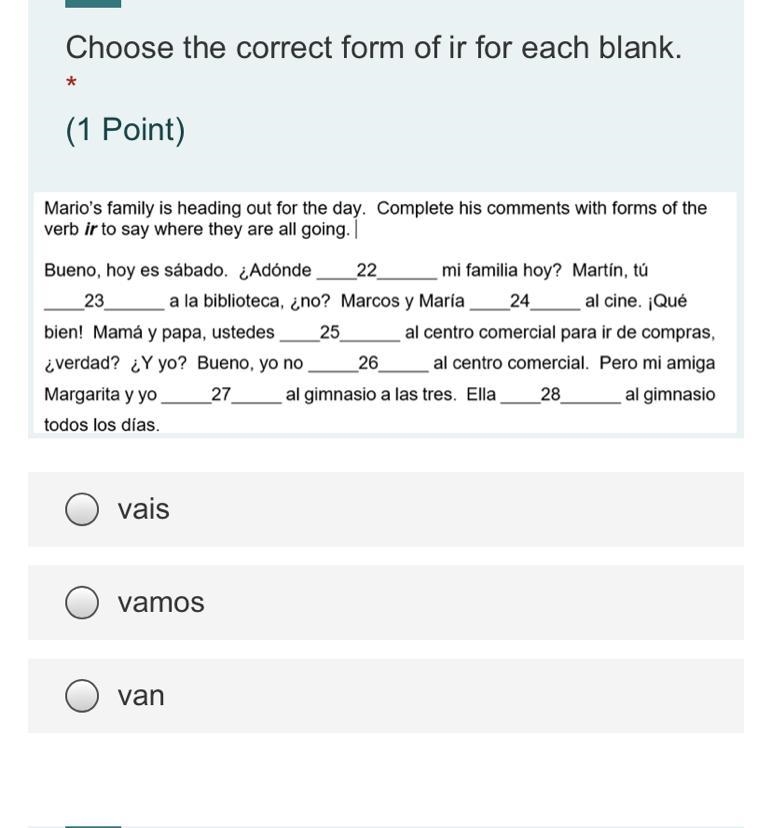 Help please put the correct form of an ir verb-example-1