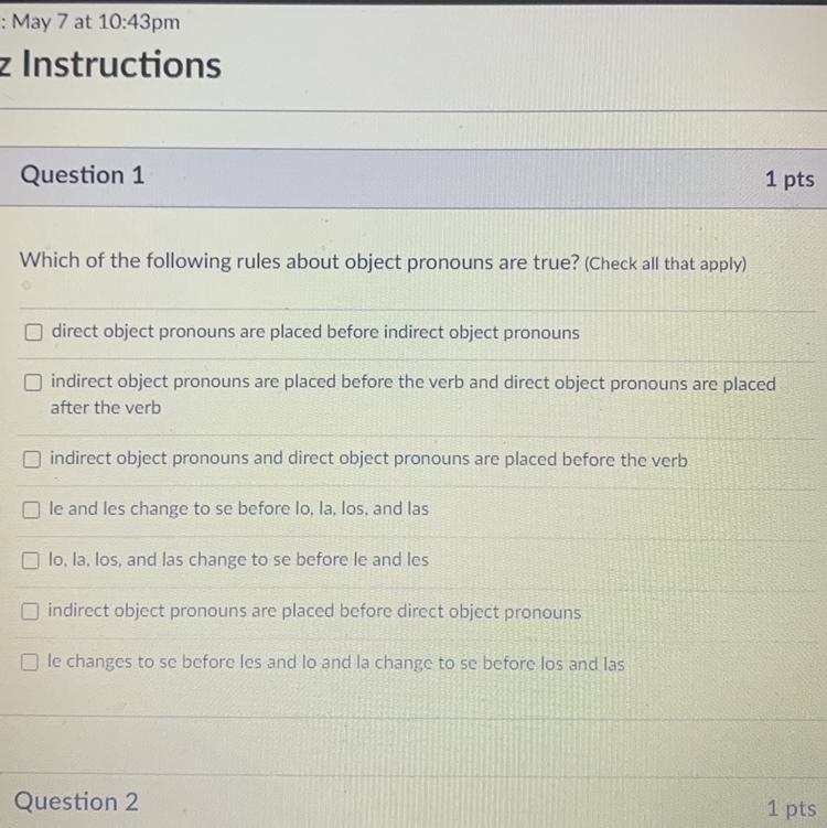 Which of the following rules about object pronouns are true?-example-1