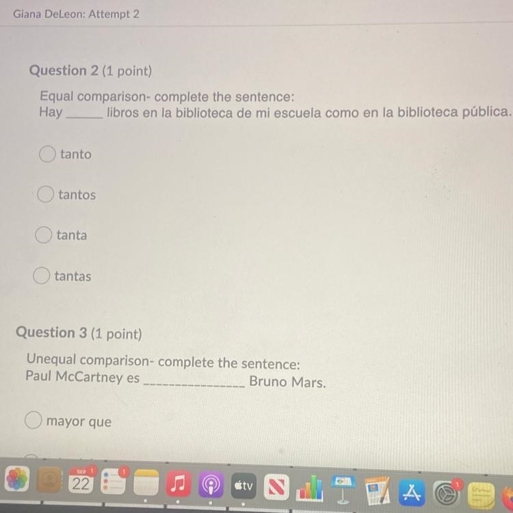 HELPPPPP Question 2 (1 point) Equal comparison- complete the sentence: Hay libros-example-1