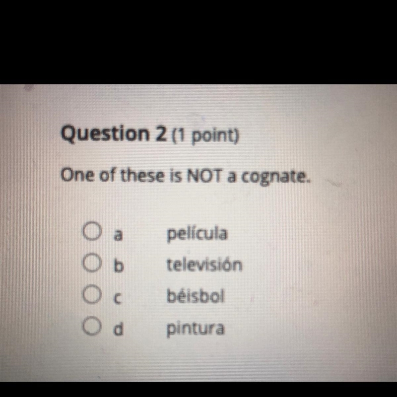 One of these is NOT a cognate. Someone please help me out bro, this assignment is-example-1