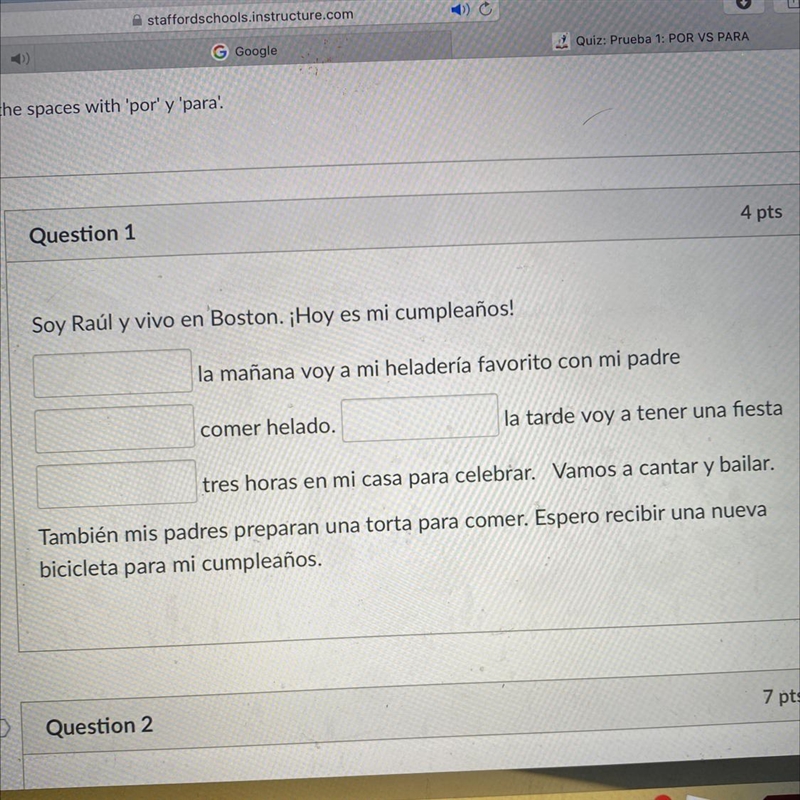 Fill in, por or para-example-1