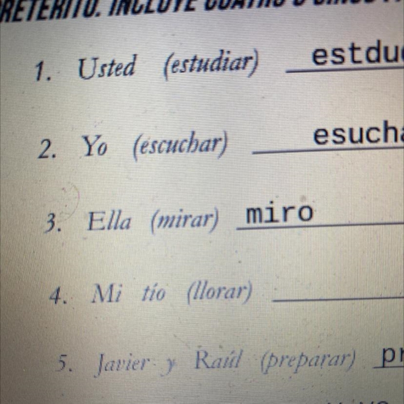 ASAP. ESCRIBE UNA ORACIÓN EN ESPAÑOL PARA CADA SUJETO USANDO LA FORMA CORRECTA DEL-example-1