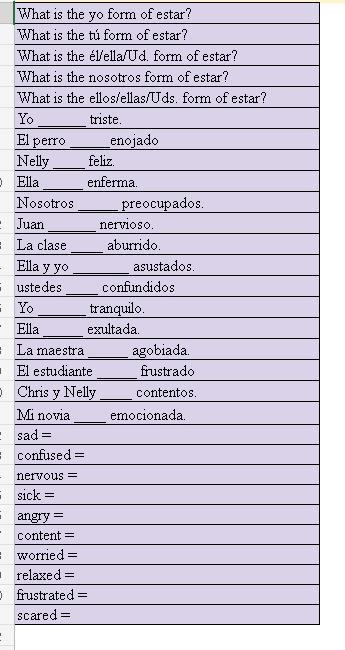 Help i dont know much Spanish Practicar_ ESTAR _ Emociones-example-1