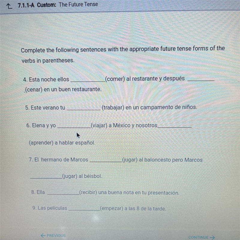 please help me !!!!! complete the following sentences with the appropriate future-example-1