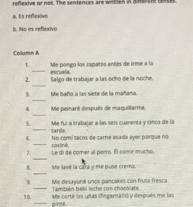 Which are reflexivo and which aren’t-example-1