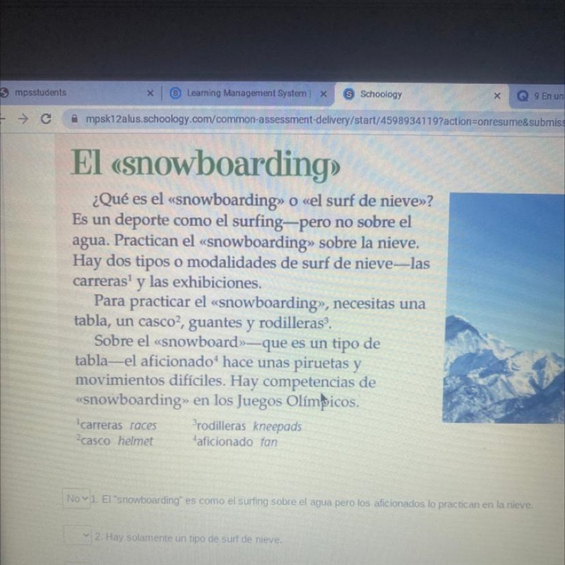 Nov 1. El "snowboarding" es como el surfing sobre el agua pero los aficionados-example-1