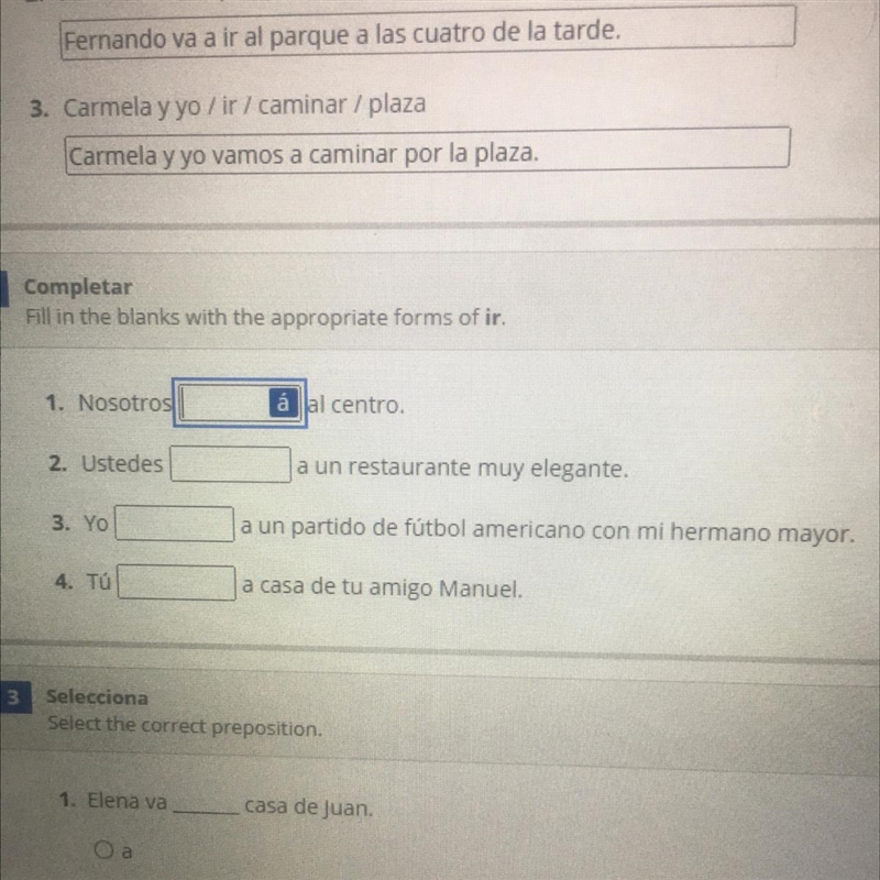 Nosotros al centro. Ustedes a un restaurante muy elegante. Yo a un partido de fútbol-example-1