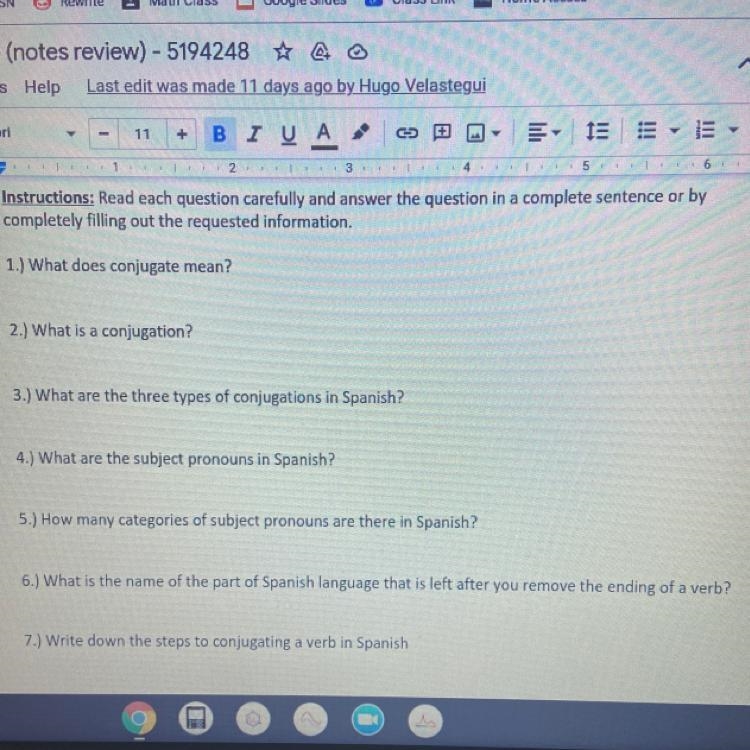 Instructions: Read each question carefully and answer the question in a complete sentence-example-1