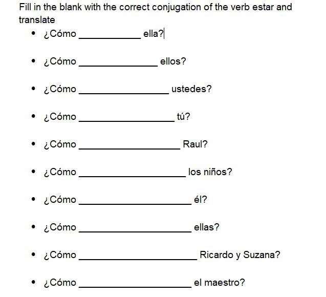 Please help me with my spanish Fill in the blank with the correct conjugation of the-example-1