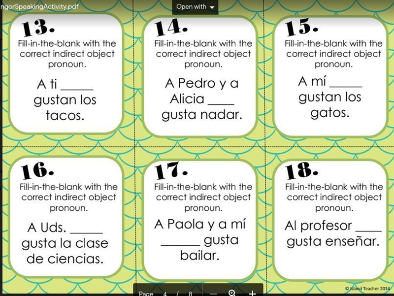 The remaining "Spanish gustar Task Cards" that I need help with! Please-example-2