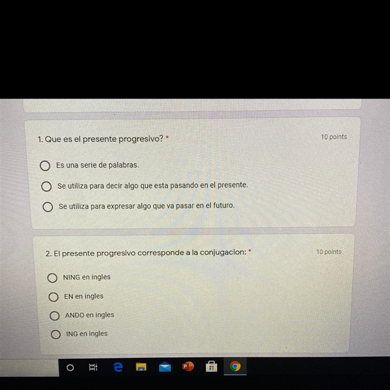 1. Que es el presente progresivo? 2) El presente progresivo corresponde a la conjugaci-example-1