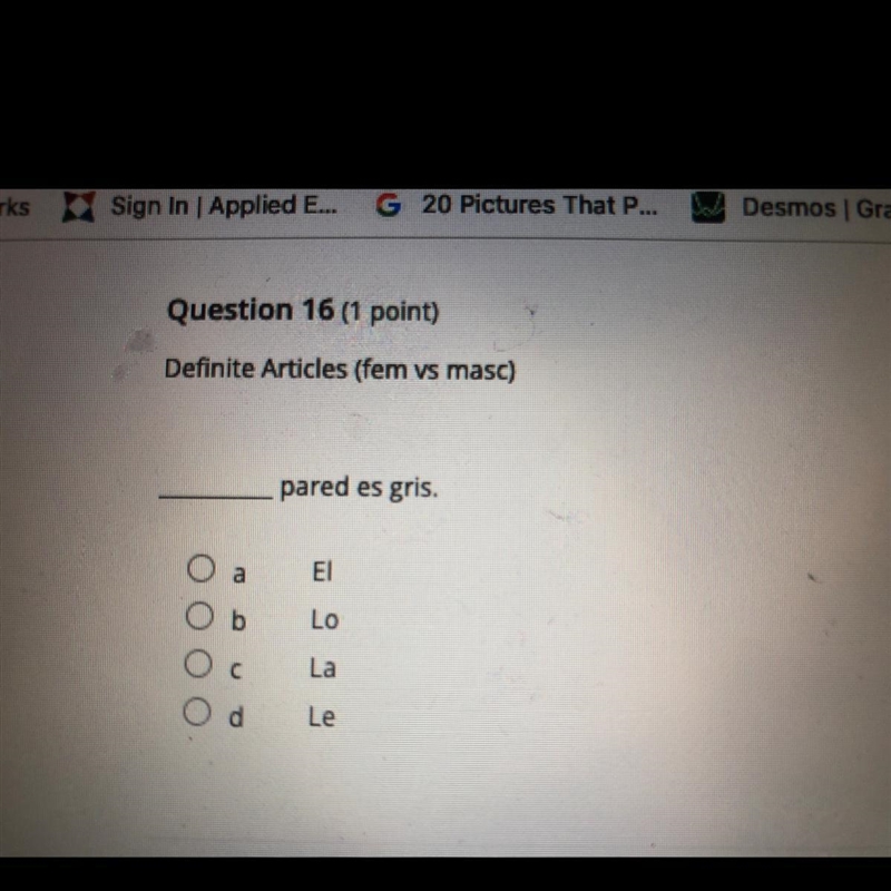 Definite articles (fem vs masc) Someone please help me out bro, this assignment is-example-1