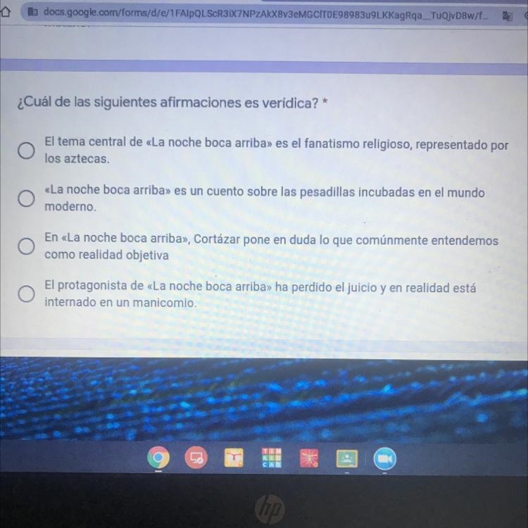 ¿Cuál de las siguientes afirmaciones es verídica? * El tema central de «La noche boca-example-1