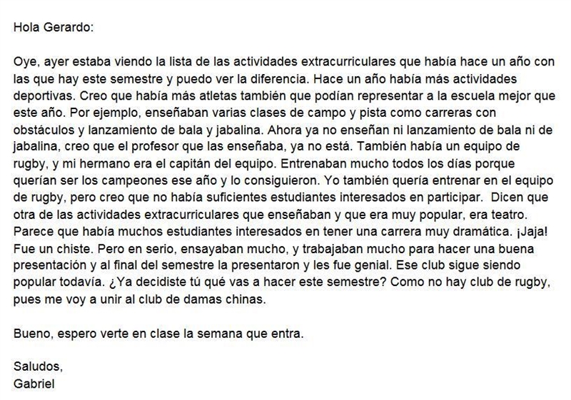 PLS HELP! ¿Cuál es el propósito del autor? informarle a Gerardo qué actividad extracurricular-example-1