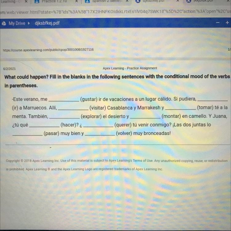 What could happen? Fill in the blanks in the following sentences with the conditional-example-1