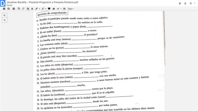 Spanish homework ONLY DO EVEN NUMBERS LIKE 2, 4, 6 ,8 etc.... ANSWER IF YOU GONNA-example-1