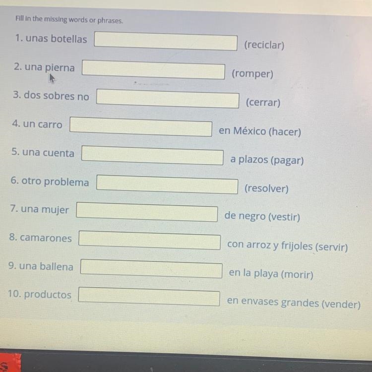 Past participles used as adjectives. Please help-example-1