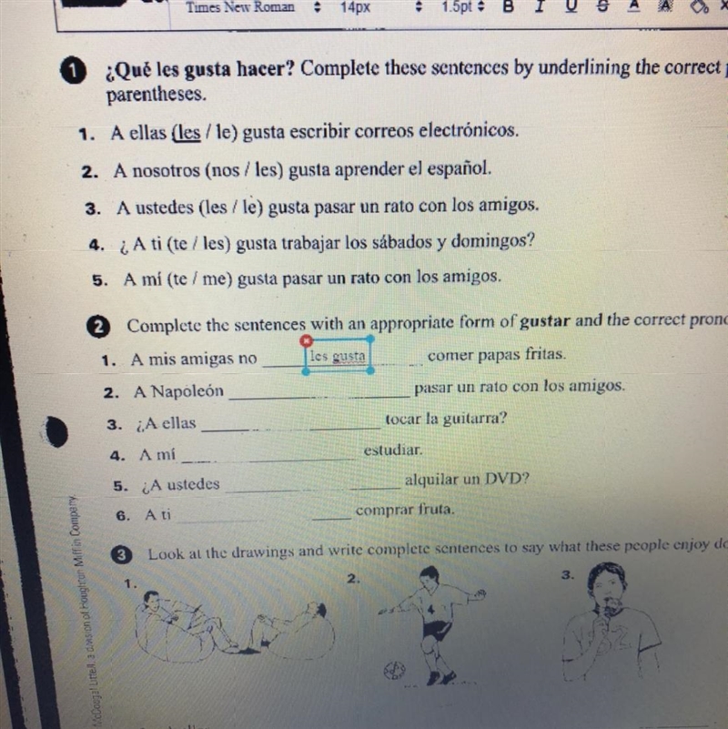 Complete the sentences with an appropriate form of gustatory and the correct pronoun-example-1