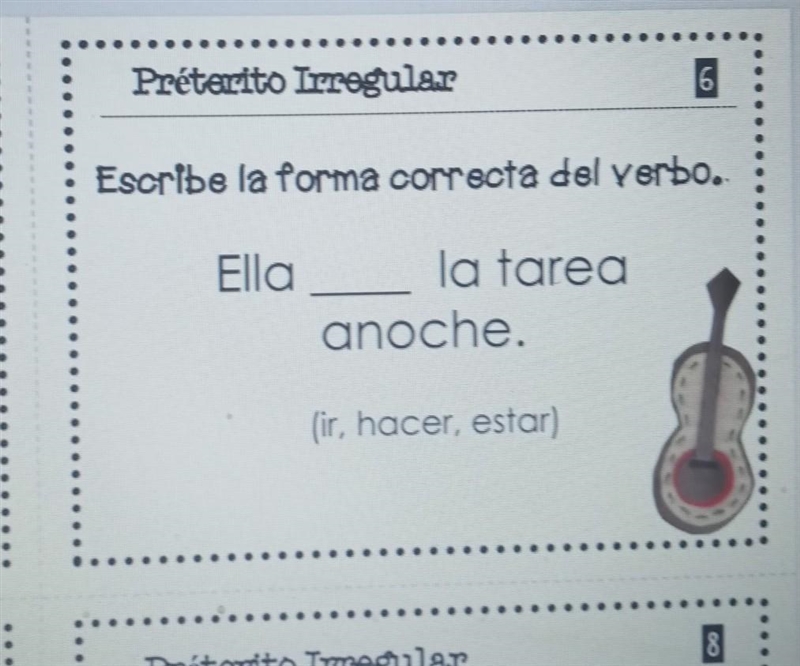 does someone know spanish? i have to do 28 task cards of these and i havent listened-example-1