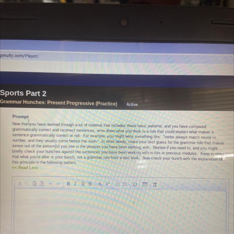 Sports Part 2 Grammar Hunches: Present Progressive (Practice) Active Prompt Now thatlyou-example-1