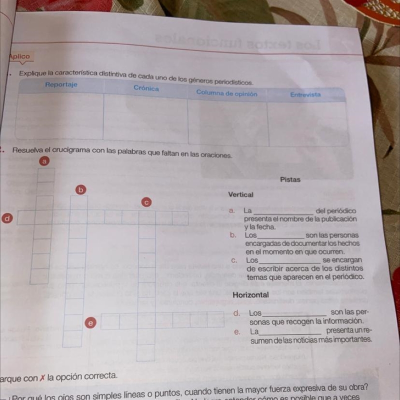 Resuelva el crucigrama con las palabras que faltan en las preciones-example-1