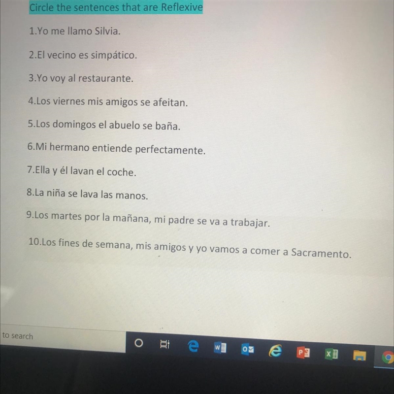 Spanish please help Circle the sentences that are Reflexive Vlies-example-1