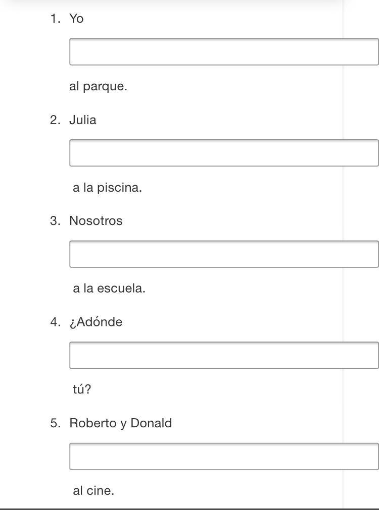 Choose the correct form of the verb Ir for each of the following sentences.-example-1