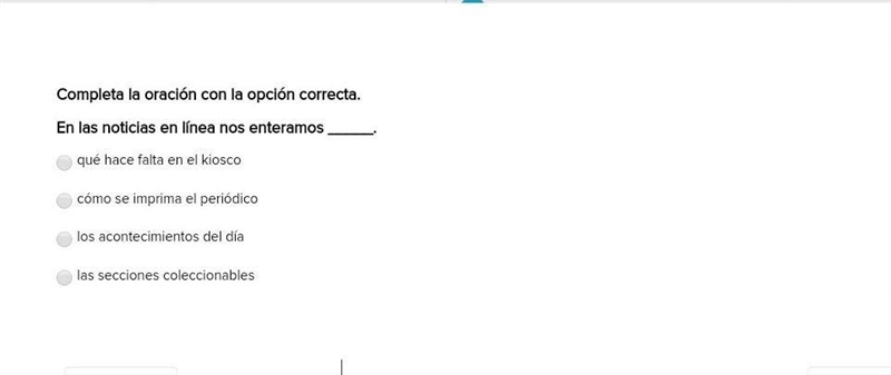 Completa la oración con la opción correcta. En las noticias en línea nos enteramos-example-1