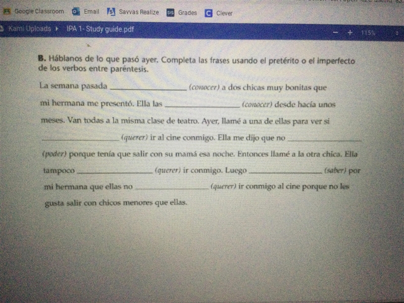 Conjugate in preterite or imperfect-example-1