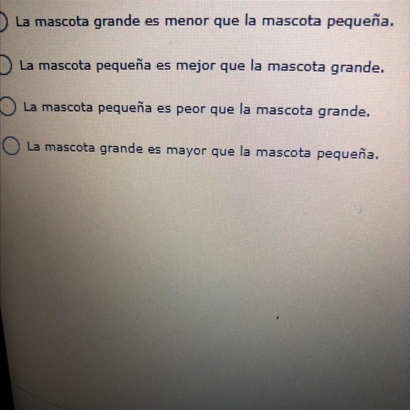 La mascota grande es buena la mascota prequels es mala using the information in this-example-1