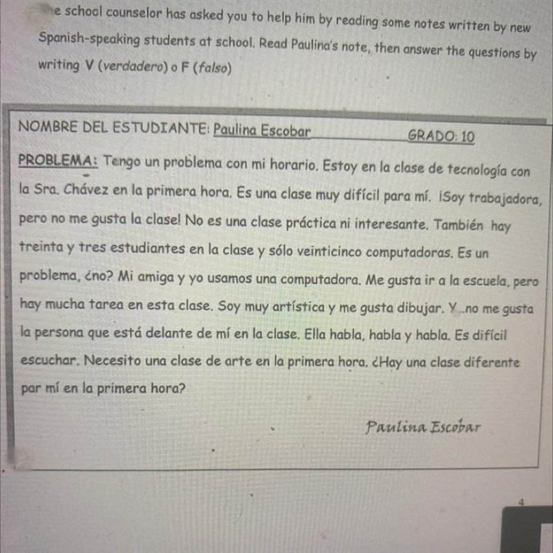 1. Paulina está en la clase de arte a primera hora. 2. No hay treinta y tres computadoras-example-1