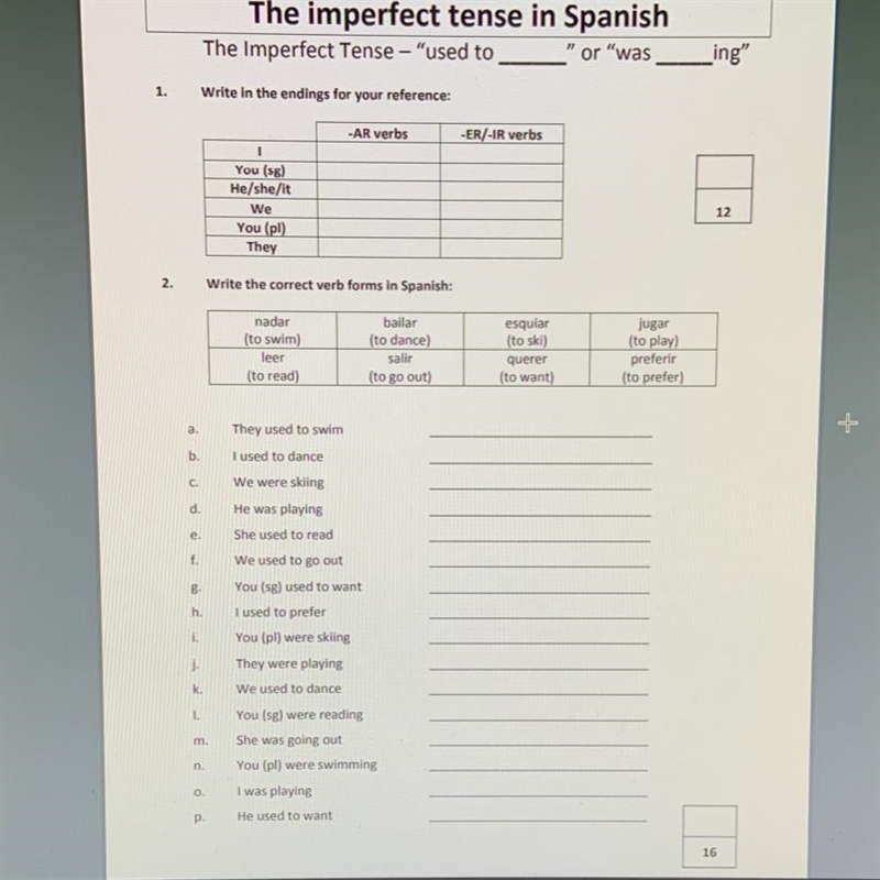 Imperfect tense Spanish 2 I’m stuck-example-1