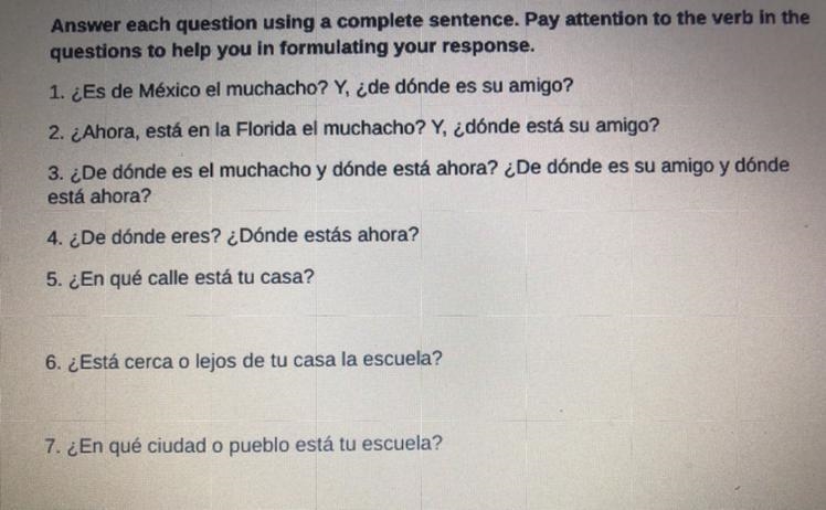 Answer the questions in complete sentences in spanish.-example-1