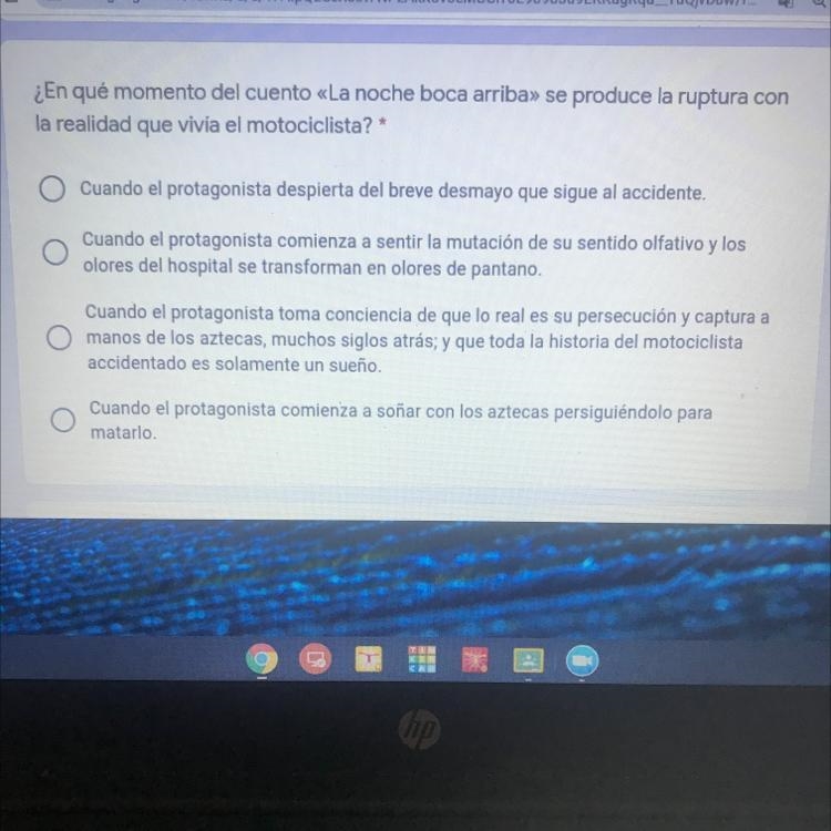 ¿En qué momento del cuento «La noche boca arriba» se produce la ruptura con la realidad-example-1