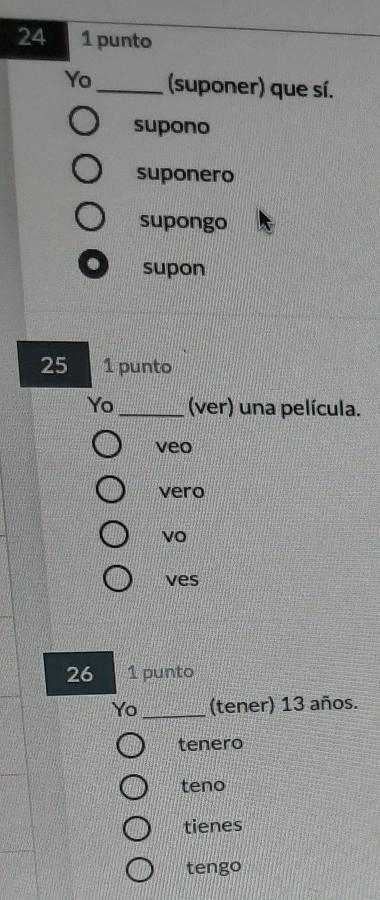 I need help im struggling with spanish need help with 24 to 26 proof of work​-example-1