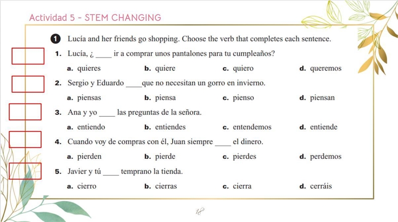 Another Spanish Stem Changing Activity-example-1